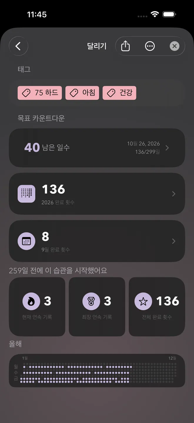 남은 일수를 보여주는 목표 카운트다운